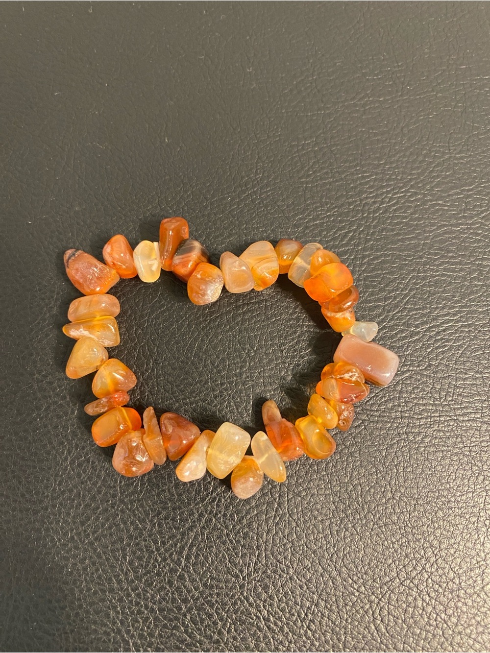 Carnelian Chip Stretch Bracelet - Orange Semi-Precious Stone